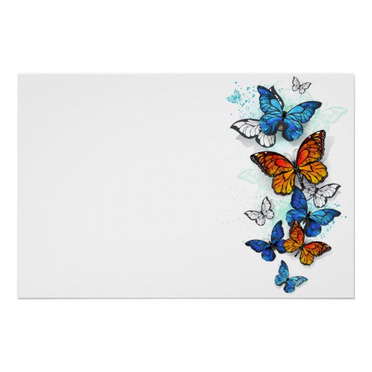 Vliegende Vlinders Morpho en Monarch Perfect Poster (Voorkant)