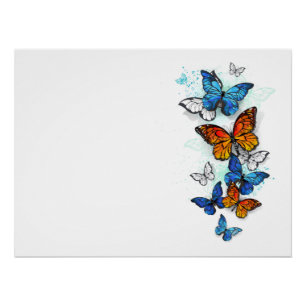 Vliegende vlinders Morpho en Monarch Perfect Poster