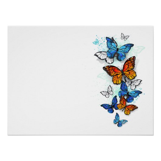 Vliegende vlinders Morpho en Monarch Perfect Poster (Voorkant)