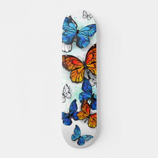 Vliegende Vlinders Morpho en Monarch Persoonlijk Skateboard (Voorkant)
