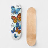 Vliegende Vlinders Morpho en Monarch Persoonlijk Skateboard (Voorkant)