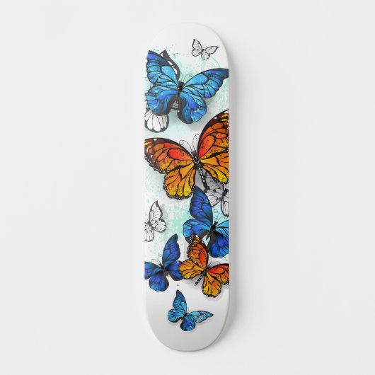 Vliegende Vlinders Morpho en Monarch Persoonlijk Skateboard (Voorkant)