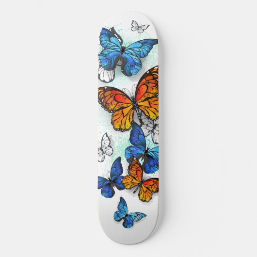 Vliegende Vlinders Morpho en Monarch Persoonlijk Skateboard (Voorkant)
