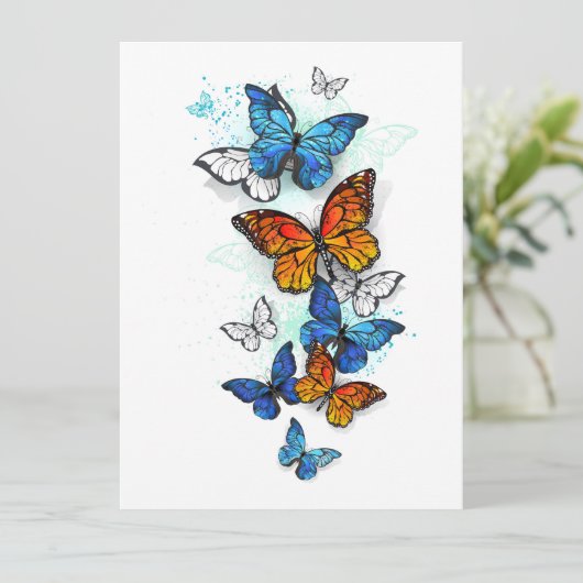 Vliegende Vlinders Morpho en Monarch Programmakaart (Staand voorkant)