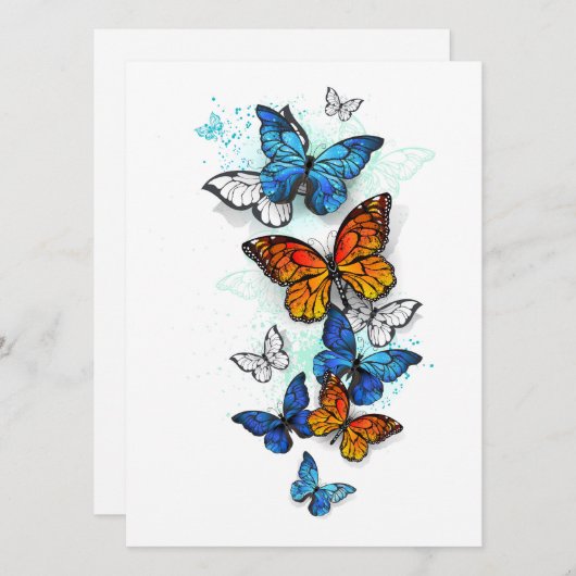 Vliegende Vlinders Morpho en Monarch Programmakaart (Voorkant / Achterkant)