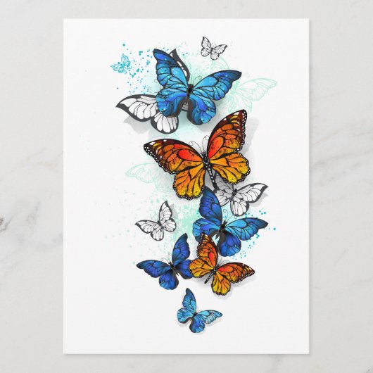 Vliegende Vlinders Morpho en Monarch Programmakaart (Voorkant)