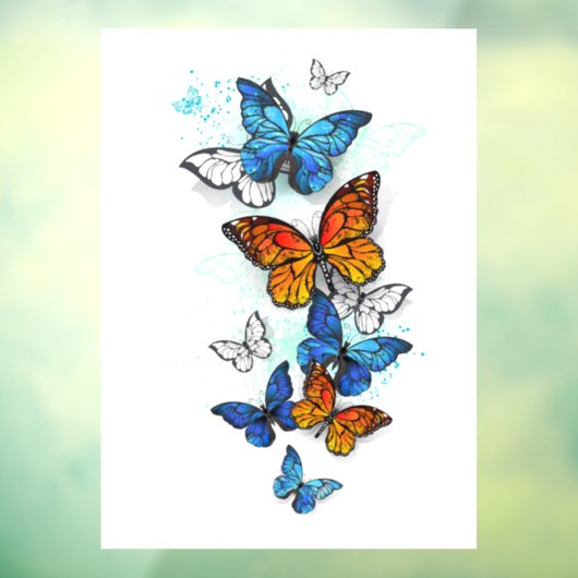 Vliegende Vlinders Morpho en Monarch Raamsticker (Vel 3)