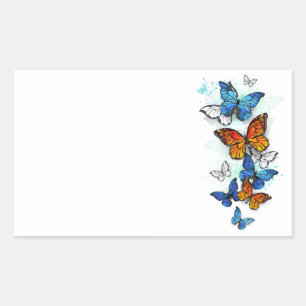 Vliegende Vlinders Morpho en Monarch Rechthoekige Sticker