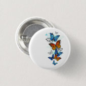 Vliegende Vlinders Morpho en Monarch Ronde Button 3,2 Cm (Voorkant /achterkant)