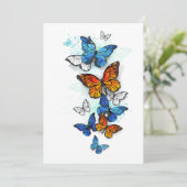 Vliegende Vlinders Morpho en Monarch Save The Date (Staand voorkant)