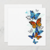 Vliegende Vlinders Morpho en Monarch Save The Date (Voorkant / Achterkant)