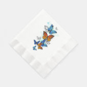 Vliegende Vlinders Morpho en Monarch Servet (Hoek)