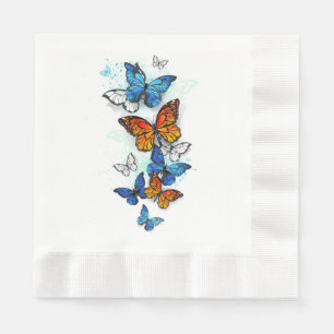 Vliegende Vlinders Morpho en Monarch Servet