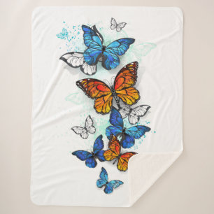 Vliegende Vlinders Morpho en Monarch Sherpa Deken