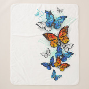 Vliegende Vlinders Morpho en Monarch Sherpa Deken
