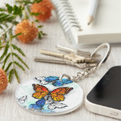 Vliegende Vlinders Morpho en Monarch Sleutelhanger (Voorkant Rechts)