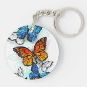 Vliegende Vlinders Morpho en Monarch Sleutelhanger (Achterkant)