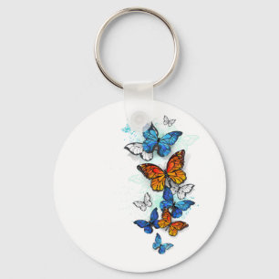 Vliegende Vlinders Morpho en Monarch Sleutelhanger