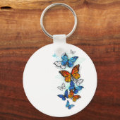 Vliegende Vlinders Morpho en Monarch Sleutelhanger (Achterkant)