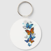 Vliegende Vlinders Morpho en Monarch Sleutelhanger (Achterkant)