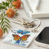 Vliegende Vlinders Morpho en Monarch Sleutelhanger (Voorkant Rechts)