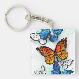 Vliegende Vlinders Morpho en Monarch Sleutelhanger