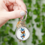 Vliegende vlinders Morpho en Monarch Sleutelhanger (Hand)