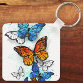 Vliegende vlinders Morpho en Monarch Sleutelhanger (Achterkant)