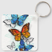 Vliegende vlinders Morpho en Monarch Sleutelhanger (Achterkant)