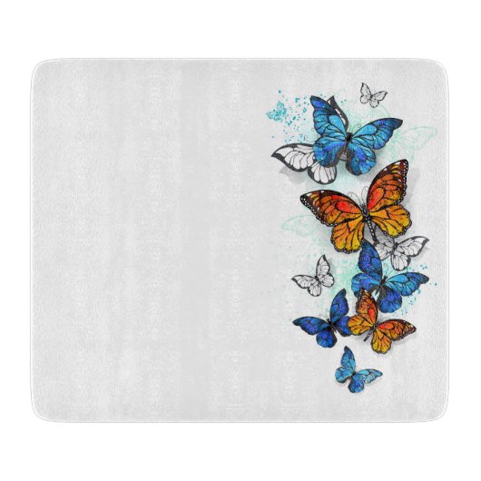 Vliegende Vlinders Morpho en Monarch Snijplank (Voorkant)