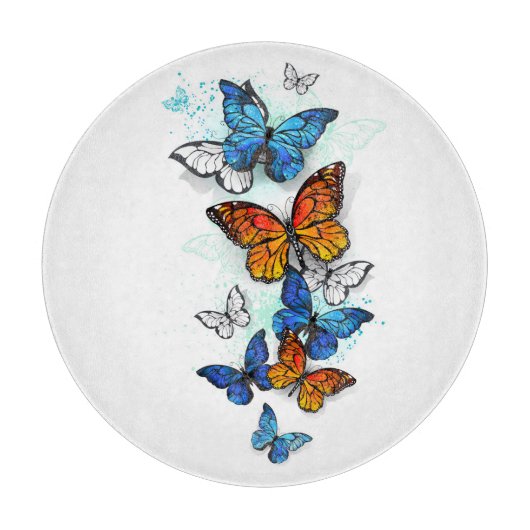 Vliegende Vlinders Morpho en Monarch Snijplank (Voorkant)