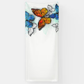 Vliegende Vlinders Morpho en Monarch Spandoek (Verticaal)