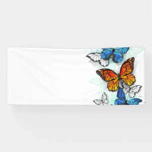 Vliegende Vlinders Morpho en Monarch Spandoek