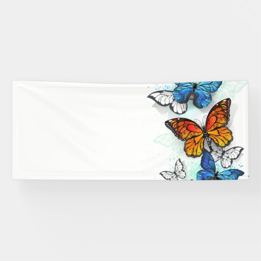 Vliegende Vlinders Morpho en Monarch Spandoek (Horizontaal)