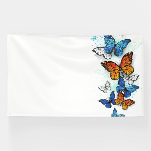Vliegende Vlinders Morpho en Monarch Spandoek (Horizontaal)