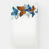 Vliegende Vlinders Morpho en Monarch Spandoek (Verticaal)