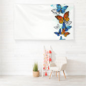 Vliegende Vlinders Morpho en Monarch Spandoek (Insitu)