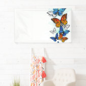 Vliegende Vlinders Morpho en Monarch Spandoek (Insitu)