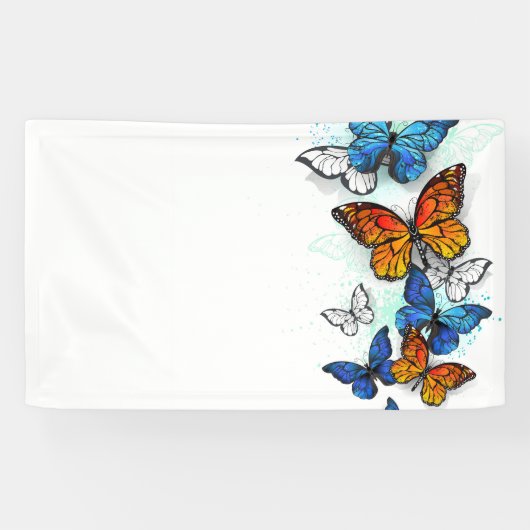 Vliegende Vlinders Morpho en Monarch Spandoek (Horizontaal)