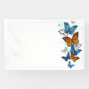 Vliegende Vlinders Morpho en Monarch Spandoek