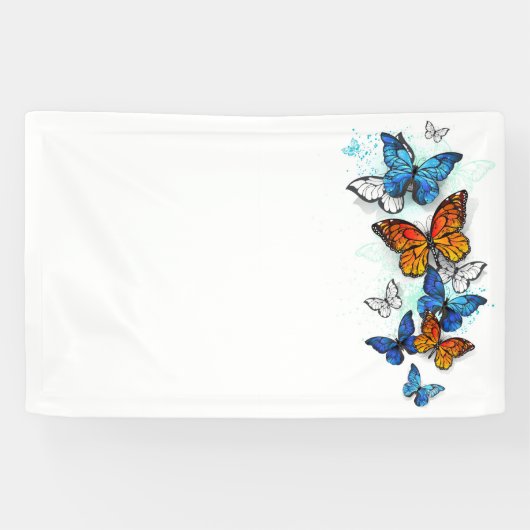 Vliegende Vlinders Morpho en Monarch Spandoek (Horizontaal)