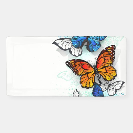 Vliegende Vlinders Morpho en Monarch Spandoek (Horizontaal)