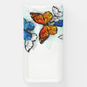 Vliegende Vlinders Morpho en Monarch Spandoek (Verticaal)