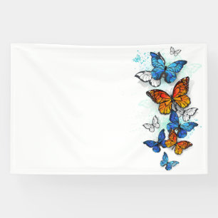 Vliegende Vlinders Morpho en Monarch Spandoek