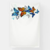 Vliegende Vlinders Morpho en Monarch Spandoek (Verticaal)