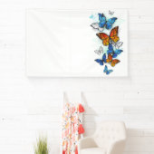 Vliegende Vlinders Morpho en Monarch Spandoek (Insitu)