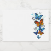Vliegende Vlinders Morpho en Monarch Sparkling Wijnetiket (Enkel label)