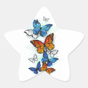Vliegende Vlinders Morpho en Monarch Ster Sticker