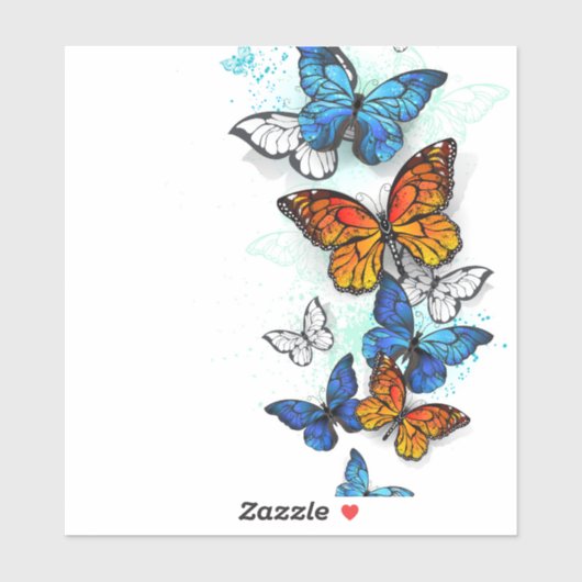 Vliegende Vlinders Morpho en Monarch Sticker (Vel)
