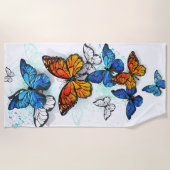Vliegende Vlinders Morpho en Monarch Strandlaken (Voorkant)